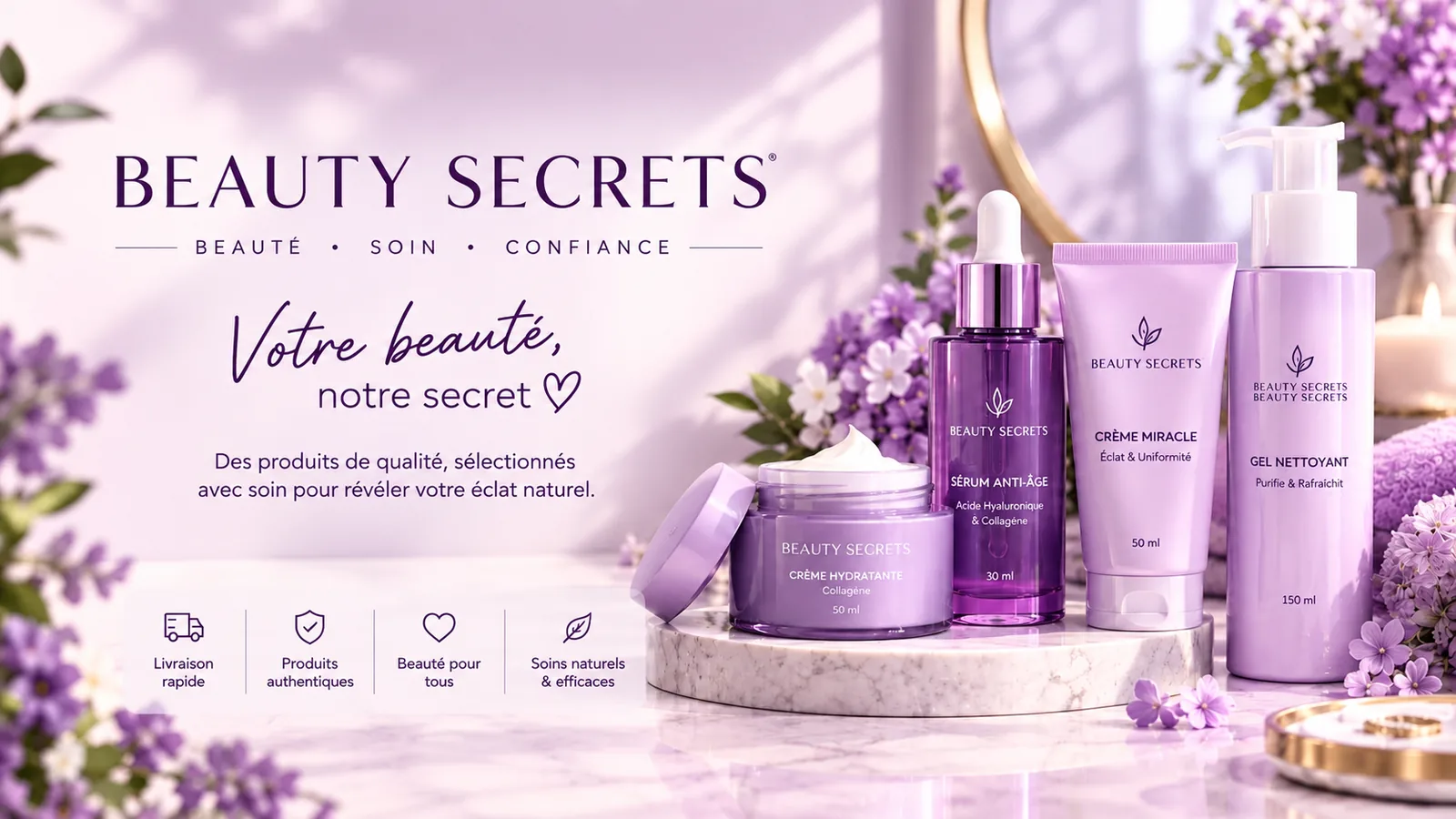 Gamme de soins et cosmétiques Beauty Secrets